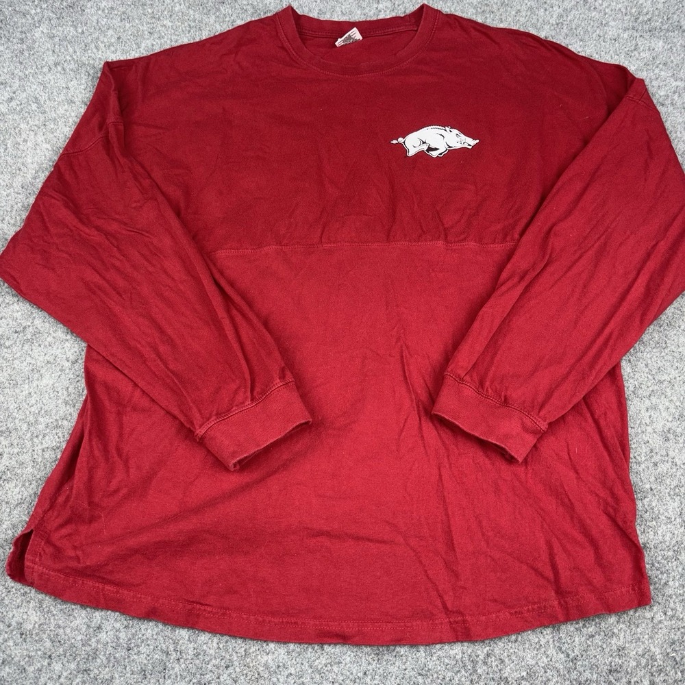 Vintage Arkansas Razorbacks Shirt Womens XL Red Long Sleeve Pressbox Hogs NCAA